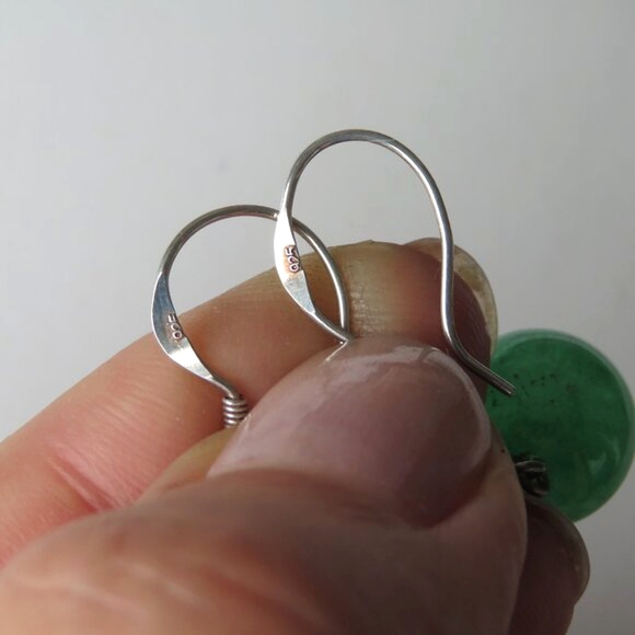 Sterling Silver Green Quartz CZ Dangle Earrings - Picture 11 of 15